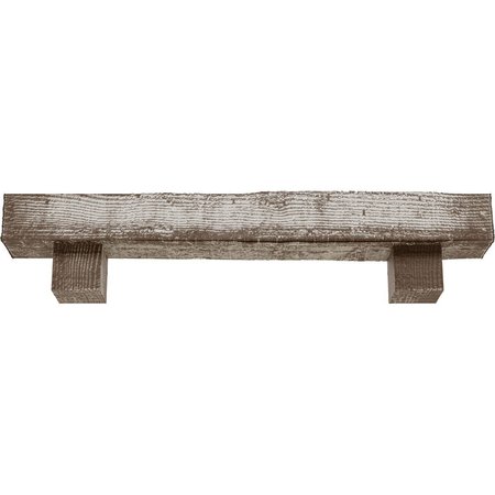 Ekena Millwork Kit w/ Alamo Corbels, Vintage Mahogany, 6"H  x 6"D x 36"W Rough Sawn Faux Wood Fireplace ManteL MANURS06X06X36AOVM